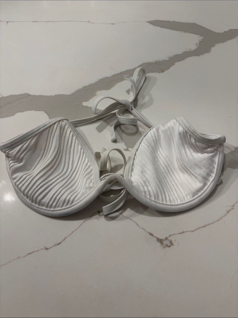 White Ribbed Tie-Side Bikini Set - Picture 3 of 4